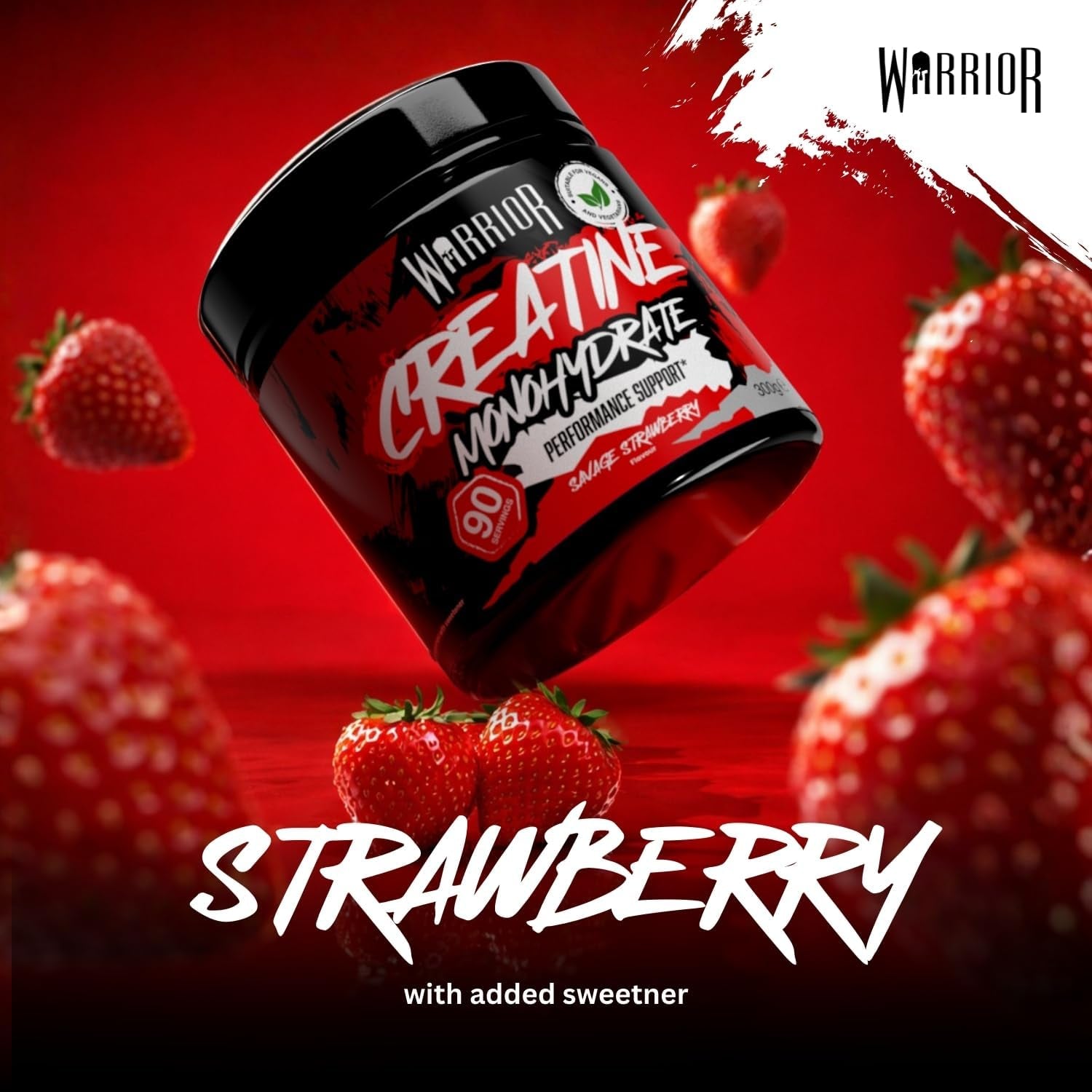 Flavoured Creatine Monohydrate Powder 300G (90 Servings) – Creatine Powder Drink, Creatine for Performance, Strength & Recovery (Not Creatine Gummies or Tablets) – Savage Strawberry