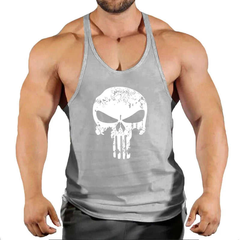 Spider Print Fitness Tank Top Fitness Shirt Muscle Men&