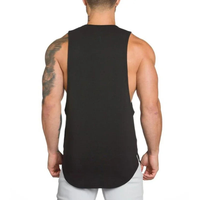 Gym Bodybuilding Workout Fitness T-Shirts Mens Casual Sport Sleeveless Singlets Summer Running Cotton Breathable Loose Tank Tops