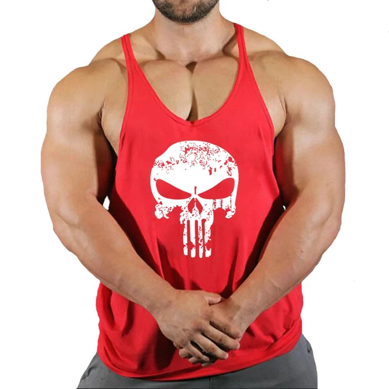 Spider Print Fitness Tank Top Fitness Shirt Muscle Men&