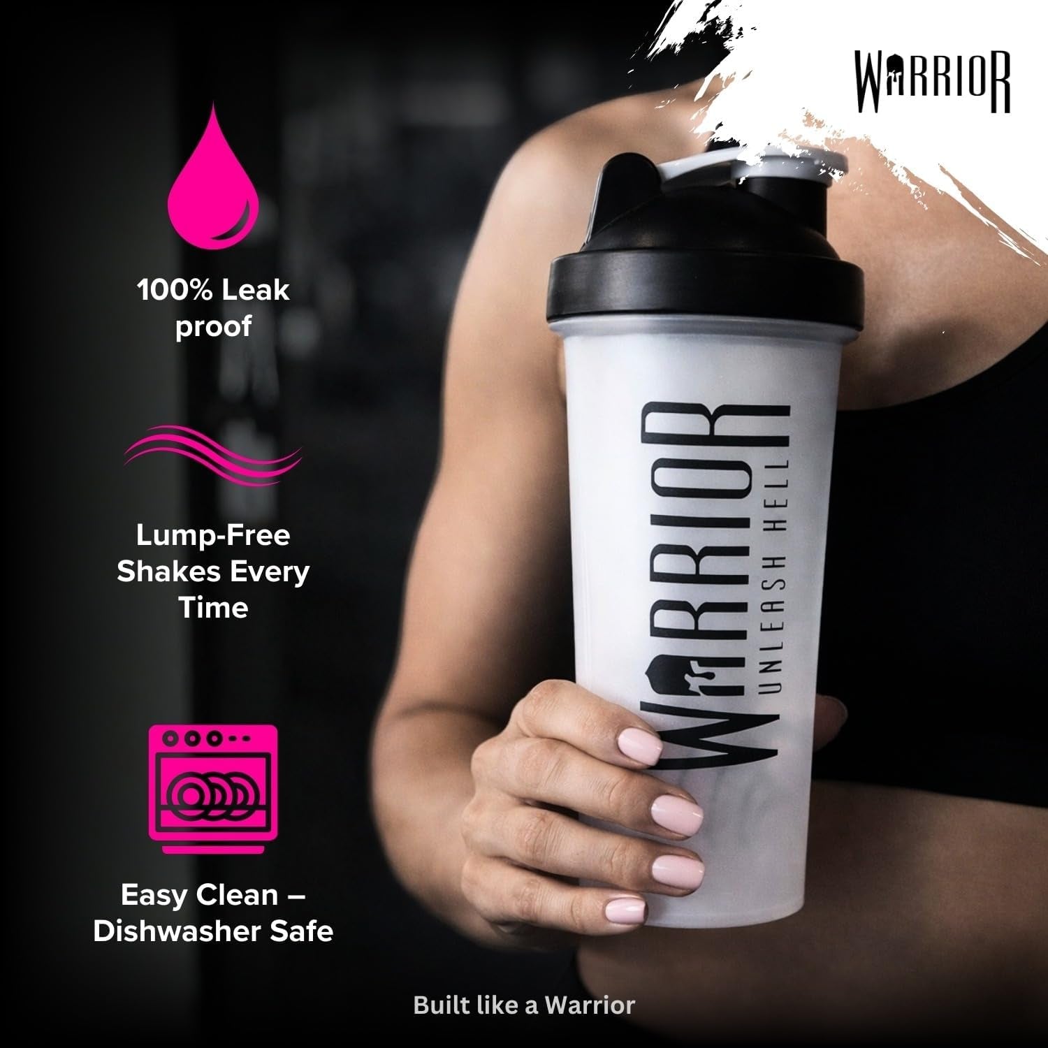Black Protein Shaker Bottle 600Ml – the Home of Creatine – Leakproof Gym Shaker Cup for Protein Shakes, Creatine, Pre Workout & Supplements – BPA Free Mixing Bottle