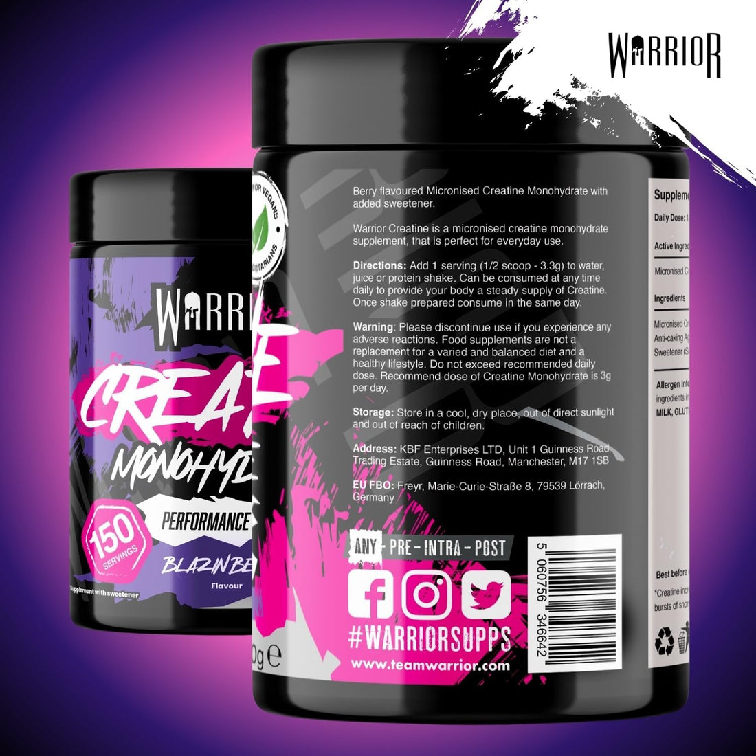Flavoured Creatine Monohydrate Powder 500G (150 Servings) – Creatine Powder Drink, Creatine for Performance, Strength &amp; Recovery (Not Creatine Gummies or Tablets) – Blazin Berry