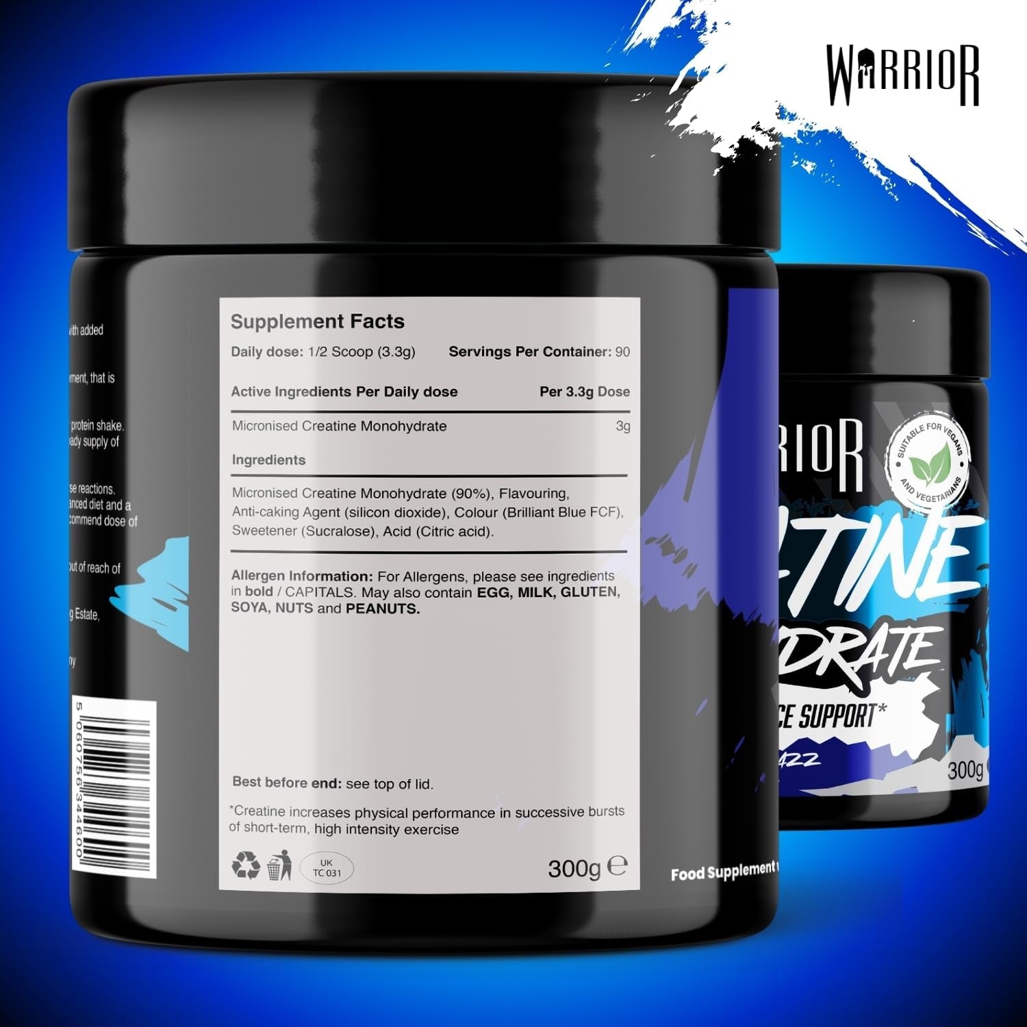 Flavoured Creatine Monohydrate Powder 300G (90 Servings) – Creatine Powder Drink, Creatine for Performance, Strength &amp; Recovery (Not Creatine Gummies or Tablets) – Blue Razz