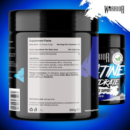 Flavoured Creatine Monohydrate Powder 300G (90 Servings) – Creatine Powder Drink, Creatine for Performance, Strength &amp; Recovery (Not Creatine Gummies or Tablets) – Blue Razz