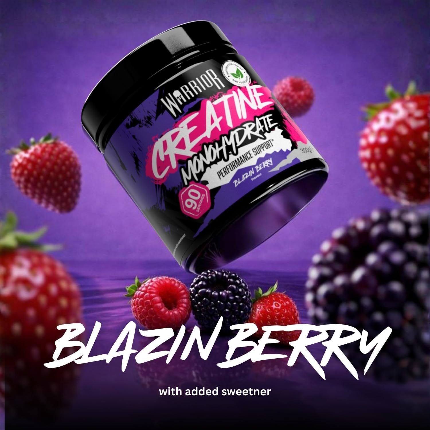 Flavoured Creatine Monohydrate Powder 300G (90 Servings) – Creatine Powder Drink, Creatine for Performance, Strength &amp; Recovery (Not Creatine Gummies or Tablets) – Blazin Berry
