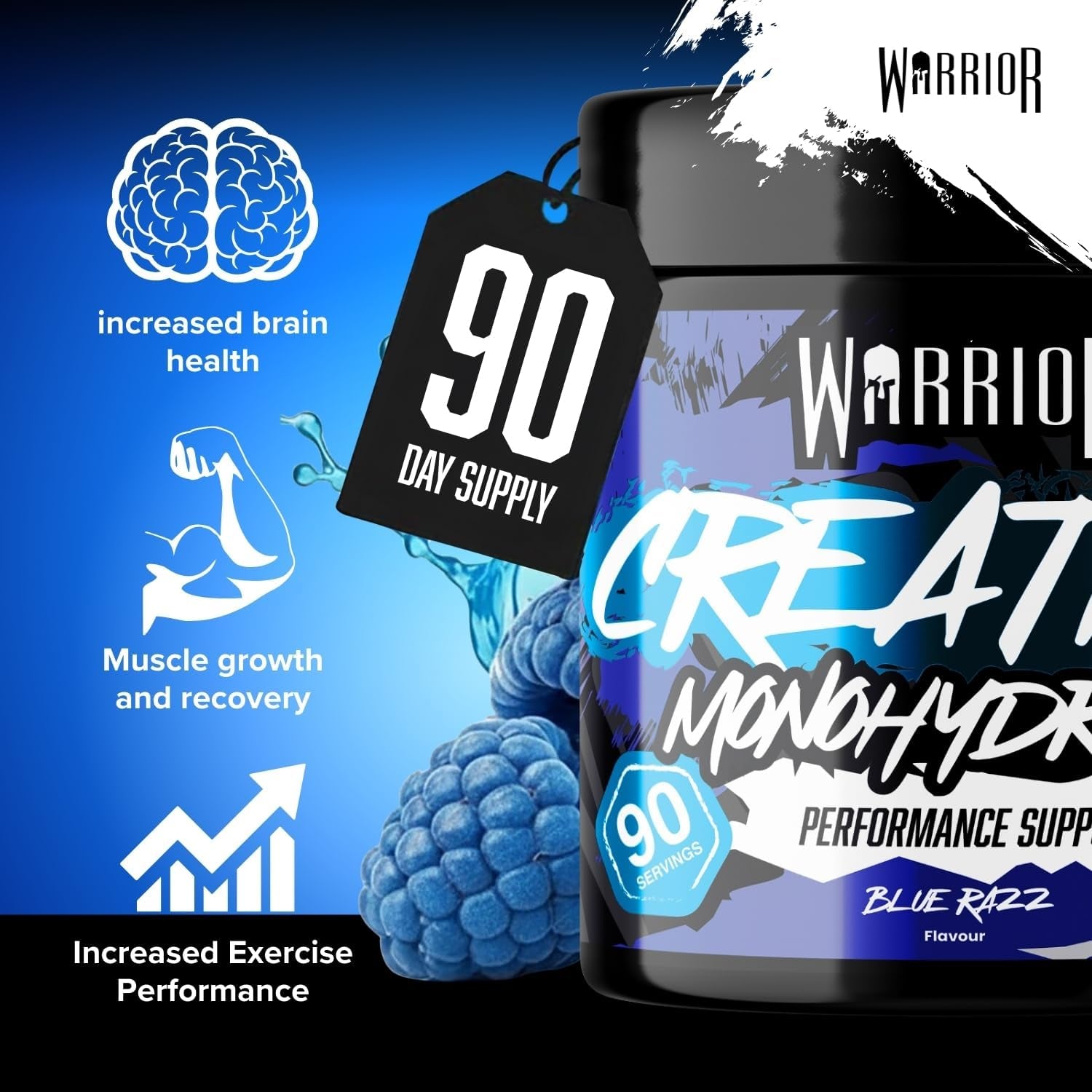 Flavoured Creatine Monohydrate Powder 300G (90 Servings) – Creatine Powder Drink, Creatine for Performance, Strength &amp; Recovery (Not Creatine Gummies or Tablets) – Blue Razz