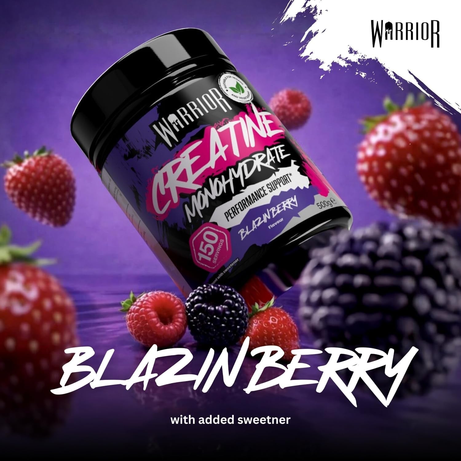 Flavoured Creatine Monohydrate Powder 500G (150 Servings) – Creatine Powder Drink, Creatine for Performance, Strength &amp; Recovery (Not Creatine Gummies or Tablets) – Blazin Berry