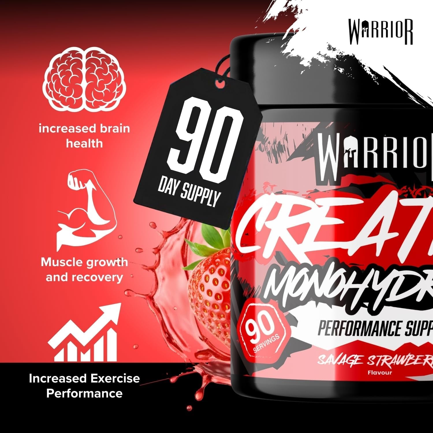 Flavoured Creatine Monohydrate Powder 300G (90 Servings) – Creatine Powder Drink, Creatine for Performance, Strength &amp; Recovery (Not Creatine Gummies or Tablets) – Savage Strawberry
