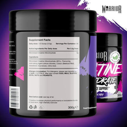 Flavoured Creatine Monohydrate Powder 300G (90 Servings) – Creatine Powder Drink, Creatine for Performance, Strength &amp; Recovery (Not Creatine Gummies or Tablets) – Blazin Berry