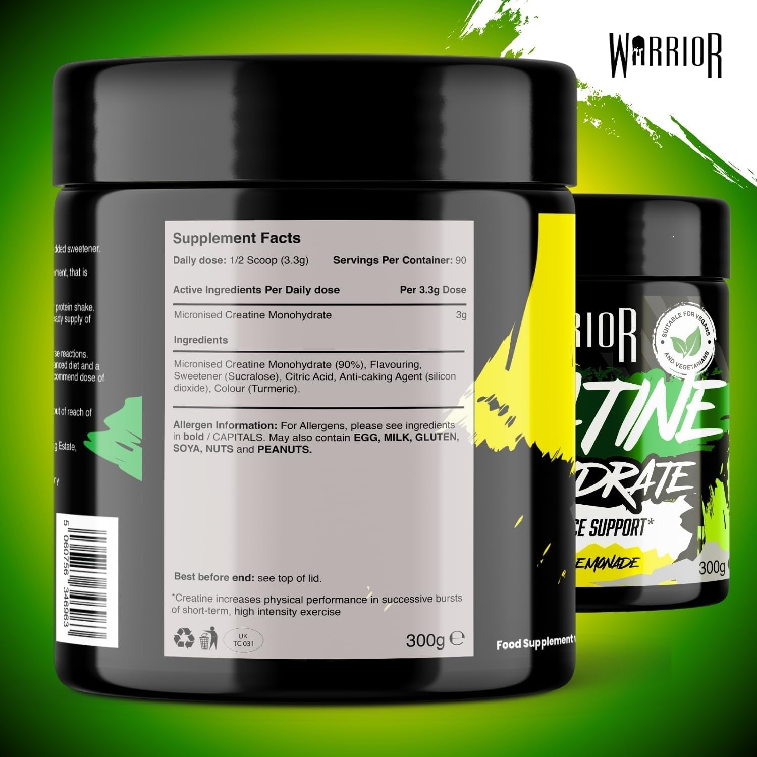 Flavoured Creatine Monohydrate Powder 300G (90 Servings) – Creatine Powder Drink, Creatine for Performance, Strength &amp; Recovery (Not Creatine Gummies or Tablets) – Lightning Lemonade