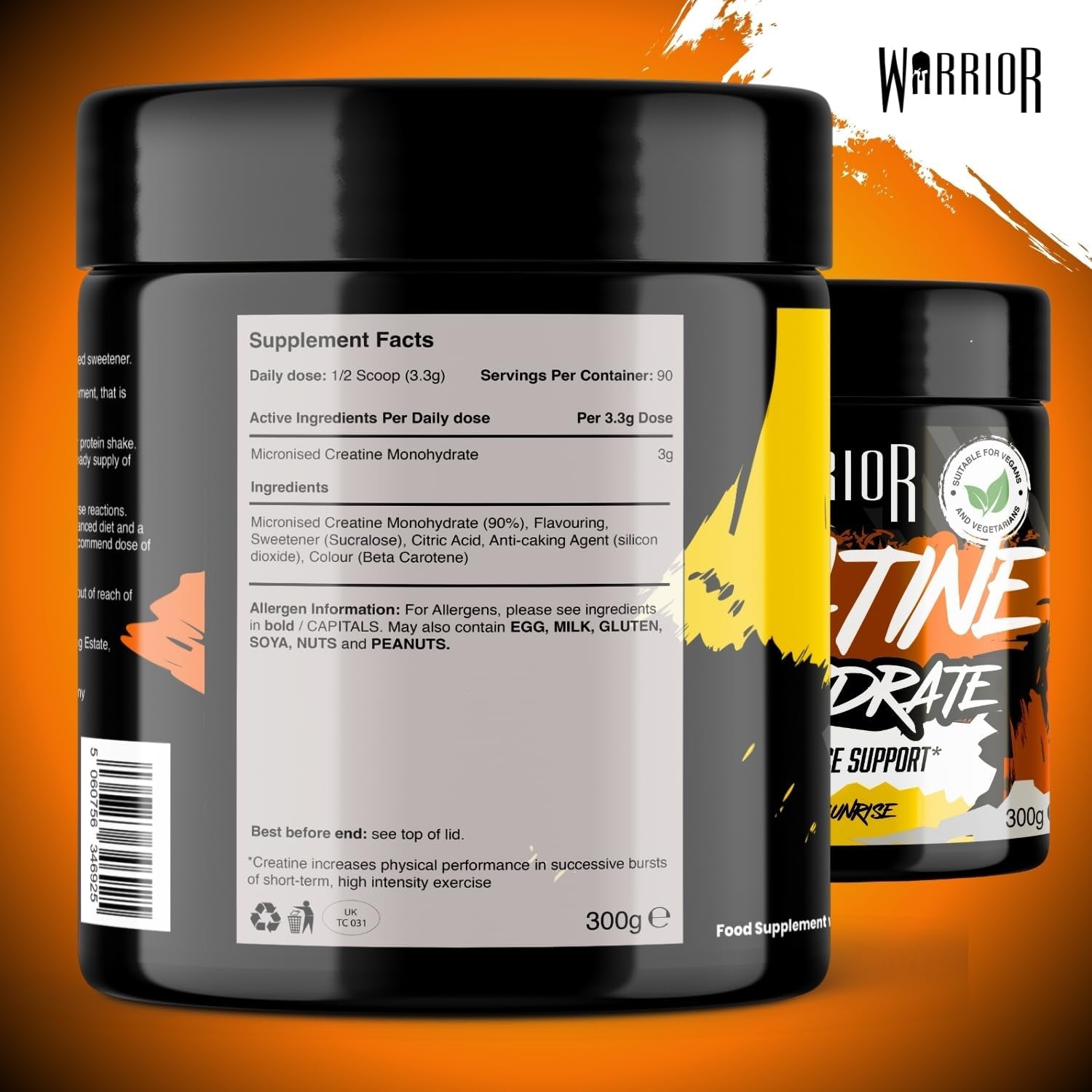 Flavoured Creatine Monohydrate Powder 300G (90 Servings) – Creatine Powder Drink, Creatine for Performance, Strength &amp; Recovery (Not Creatine Gummies or Tablets) – Tropical Sunrise