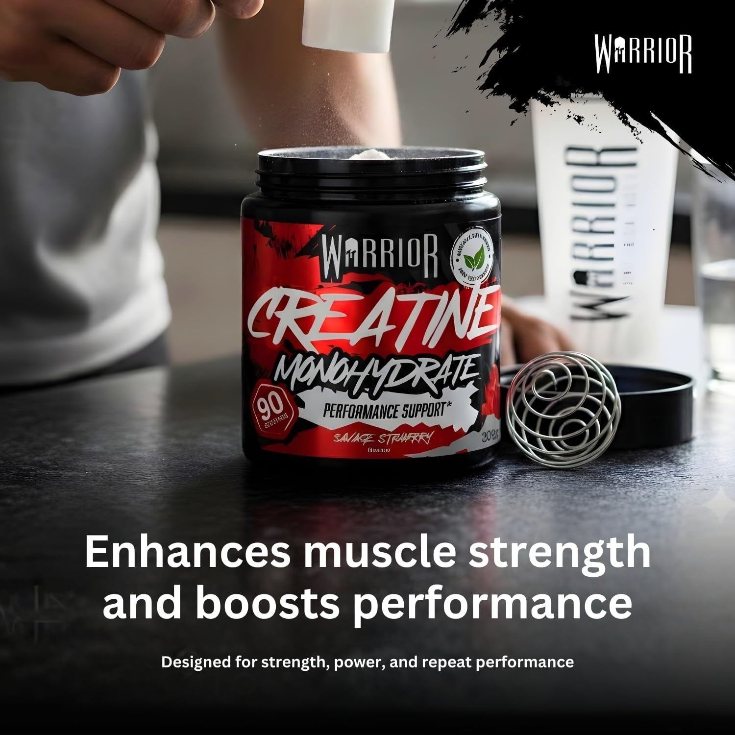 Flavoured Creatine Monohydrate Powder 300G (90 Servings) – Creatine Powder Drink, Creatine for Performance, Strength &amp; Recovery (Not Creatine Gummies or Tablets) – Savage Strawberry