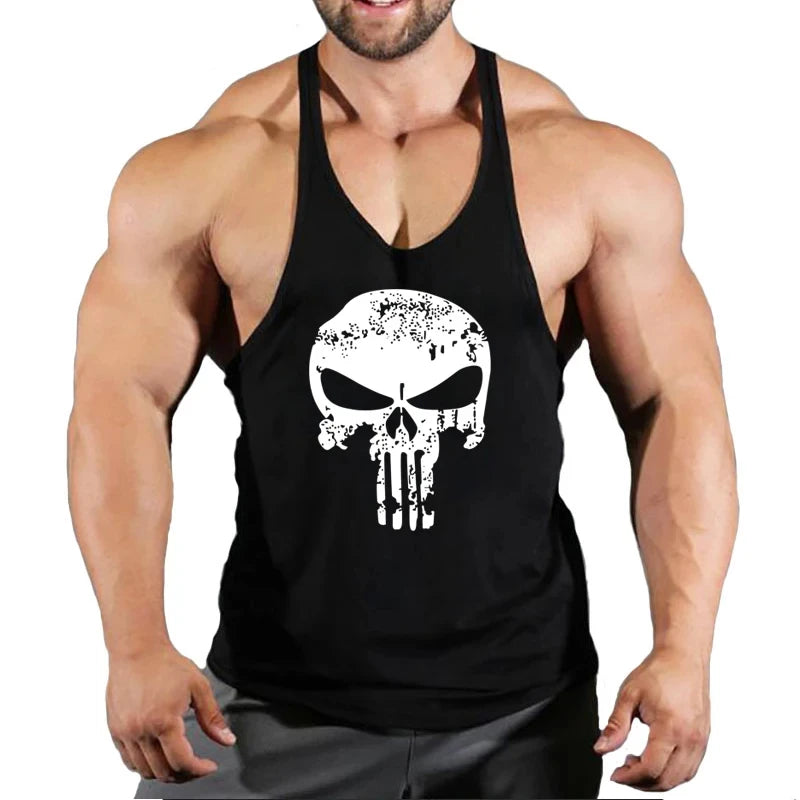 Spider Print Fitness Tank Top Fitness Shirt Muscle Men&
