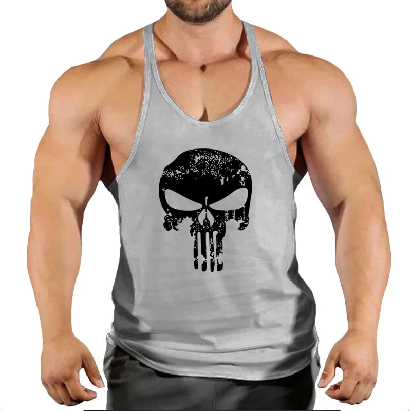 Spider Print Fitness Tank Top Fitness Shirt Muscle Men&