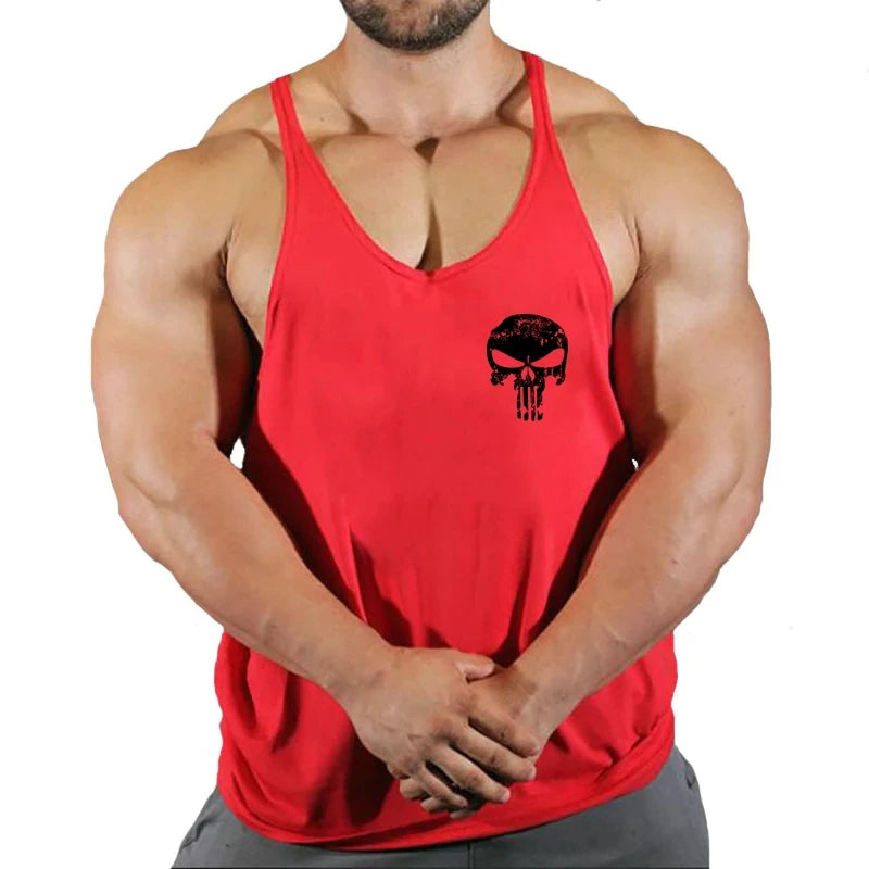 Spider Print Fitness Tank Top Fitness Shirt Muscle Men&