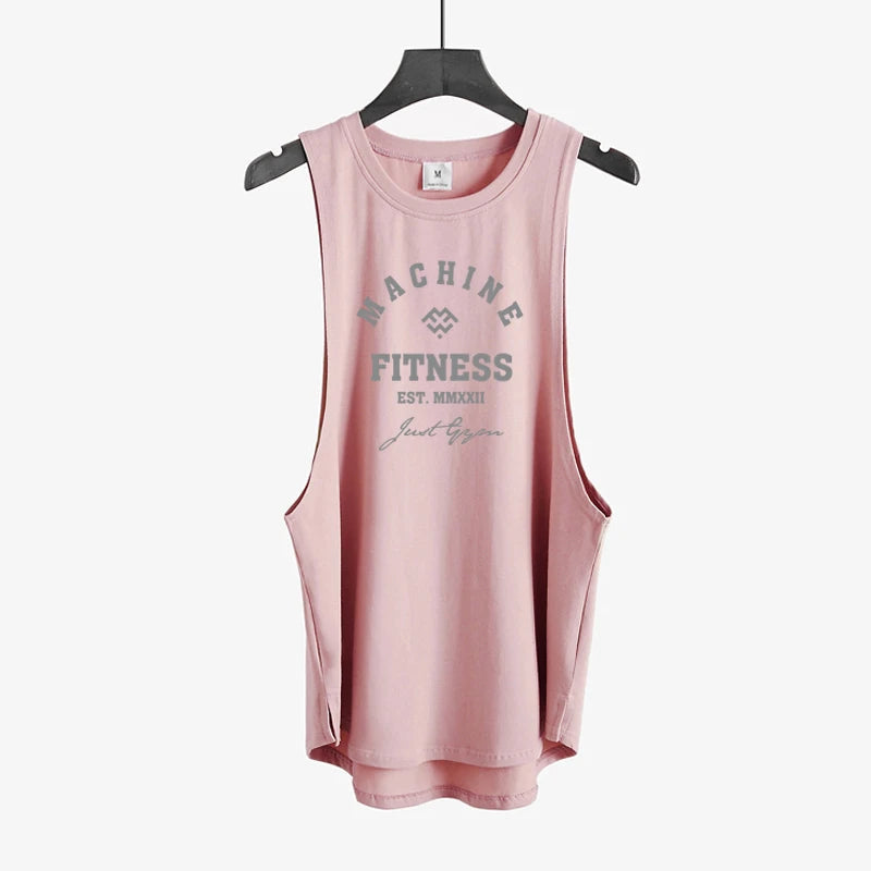 Gym Bodybuilding Workout Fitness T-Shirts Mens Casual Sport Sleeveless Singlets Summer Running Cotton Breathable Loose Tank Tops