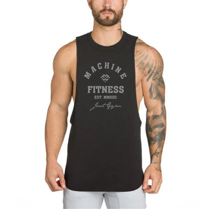 Gym Bodybuilding Workout Fitness T-Shirts Mens Casual Sport Sleeveless Singlets Summer Running Cotton Breathable Loose Tank Tops