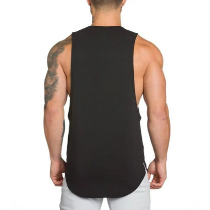 Gym Bodybuilding Workout Fitness T-Shirts Mens Casual Sport Sleeveless Singlets Summer Running Cotton Breathable Loose Tank Tops