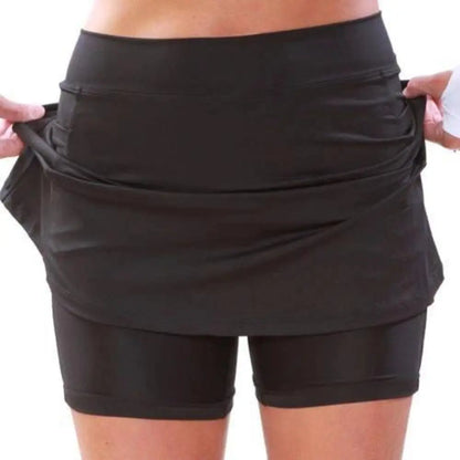 Fitness Sports Skirt Shorts High Waist Breathable Running Tennis Golf Shorts with Pockets Casual Slim Knee-Length Bottoms