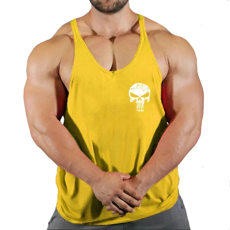 Spider Print Fitness Tank Top Fitness Shirt Muscle Men&