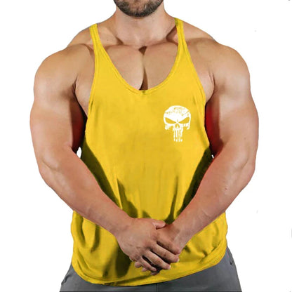 Spider Print Fitness Tank Top Fitness Shirt Muscle Men&