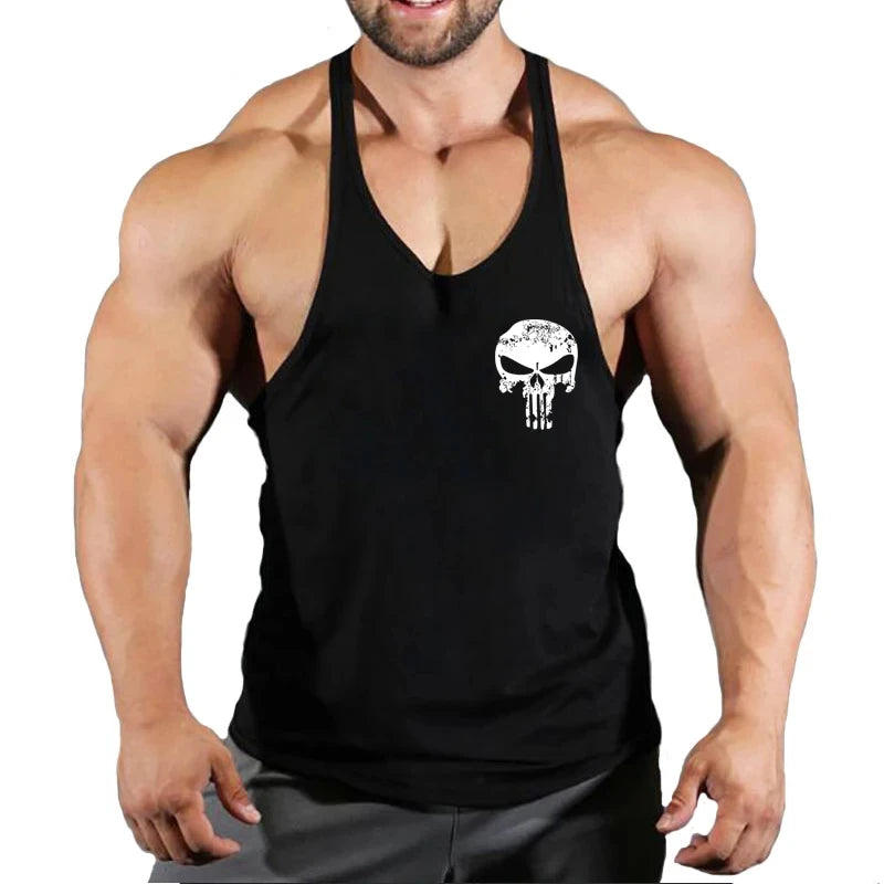 Spider Print Fitness Tank Top Fitness Shirt Muscle Men&