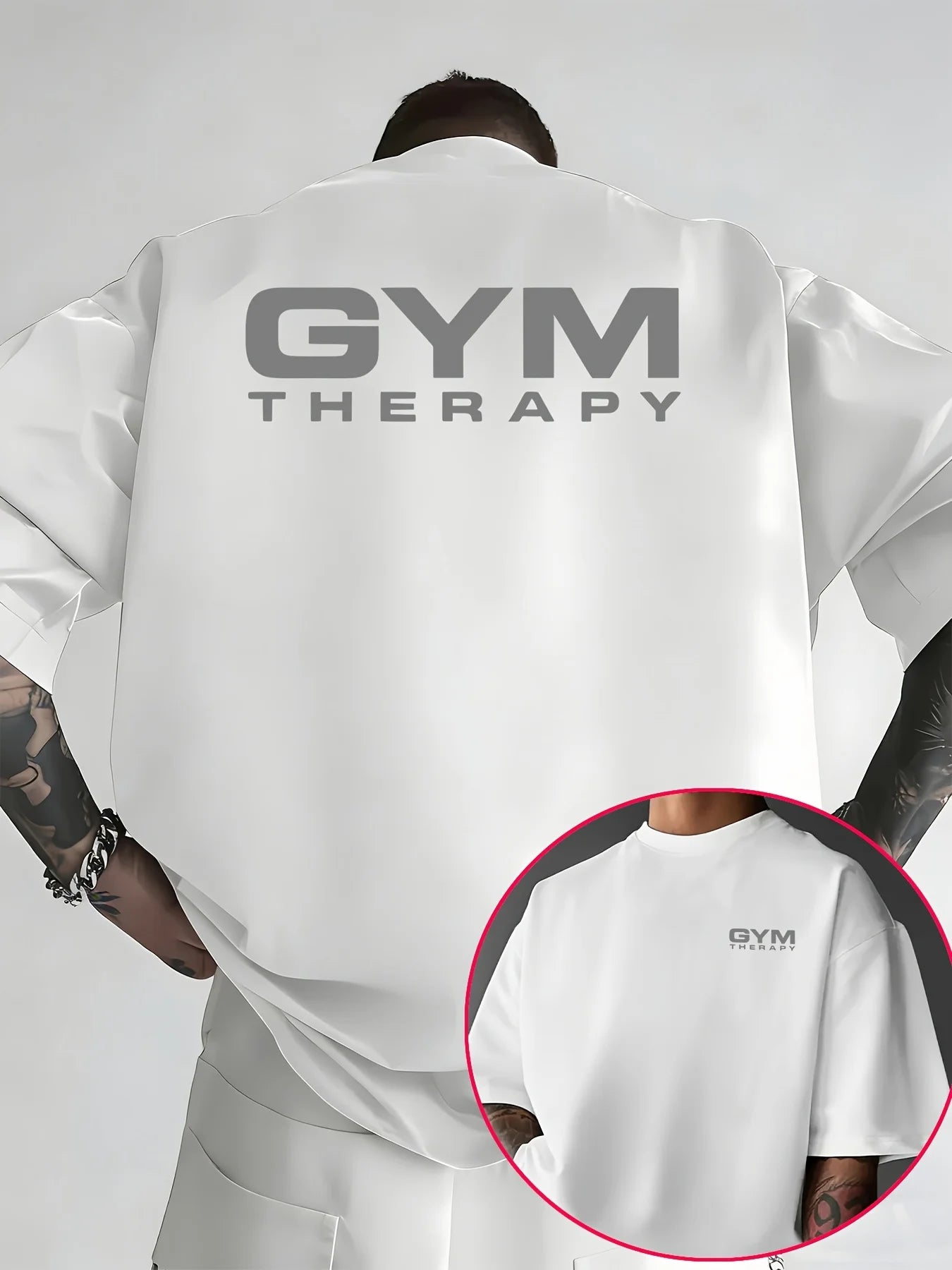 "Gym Therapy" Minimalist Print on Premium 100% Cotton Mens T Shirt Perfect for Summer Workout &amp; Casual Street Style