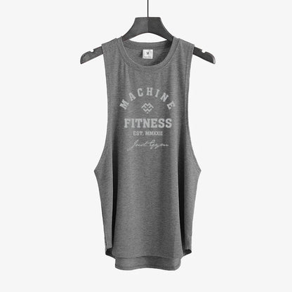 Gym Bodybuilding Workout Fitness T-Shirts Mens Casual Sport Sleeveless Singlets Summer Running Cotton Breathable Loose Tank Tops