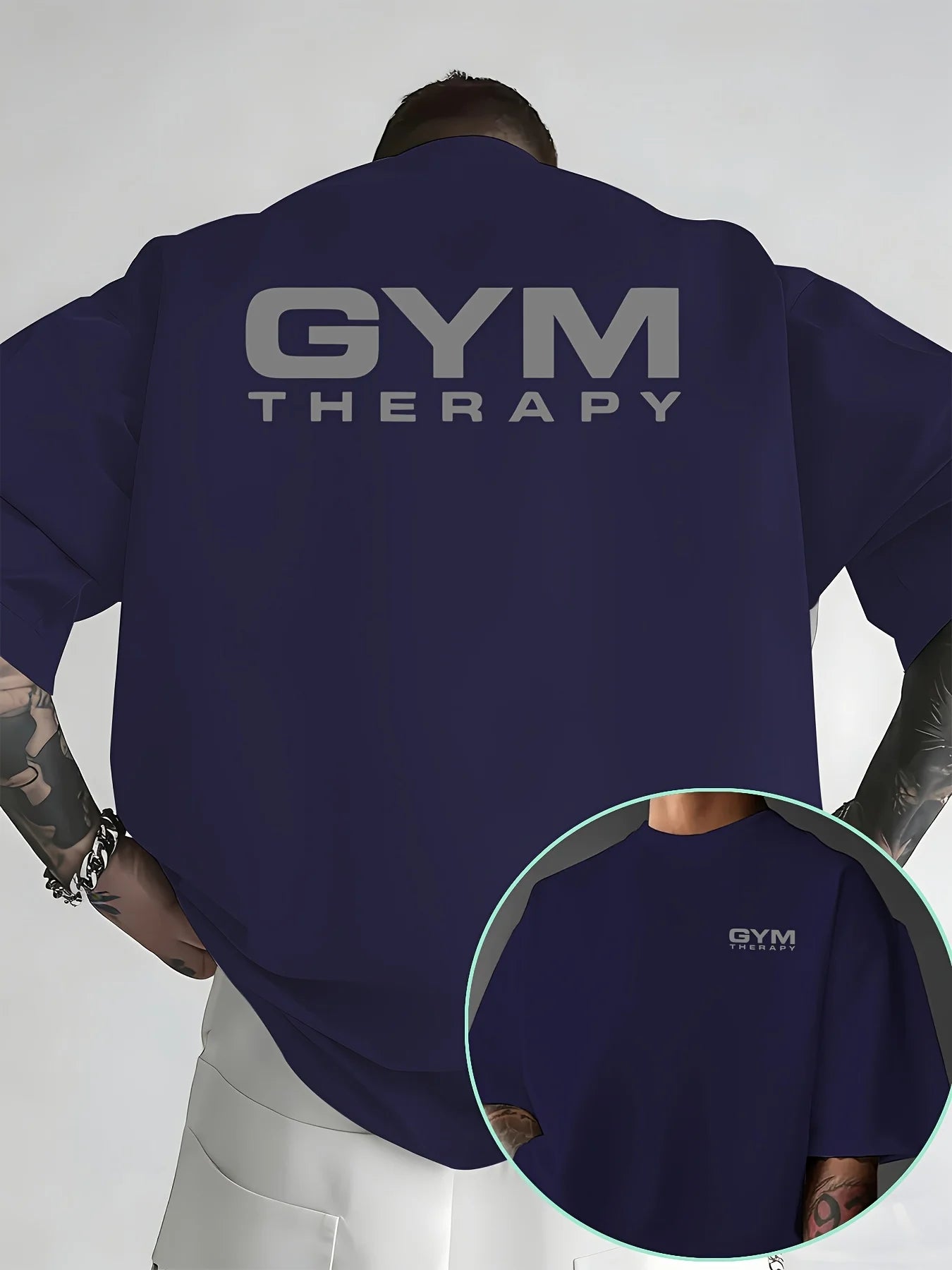 "Gym Therapy" Minimalist Print on Premium 100% Cotton Mens T Shirt Perfect for Summer Workout &amp; Casual Street Style