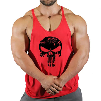 Spider Print Fitness Tank Top Fitness Shirt Muscle Men&