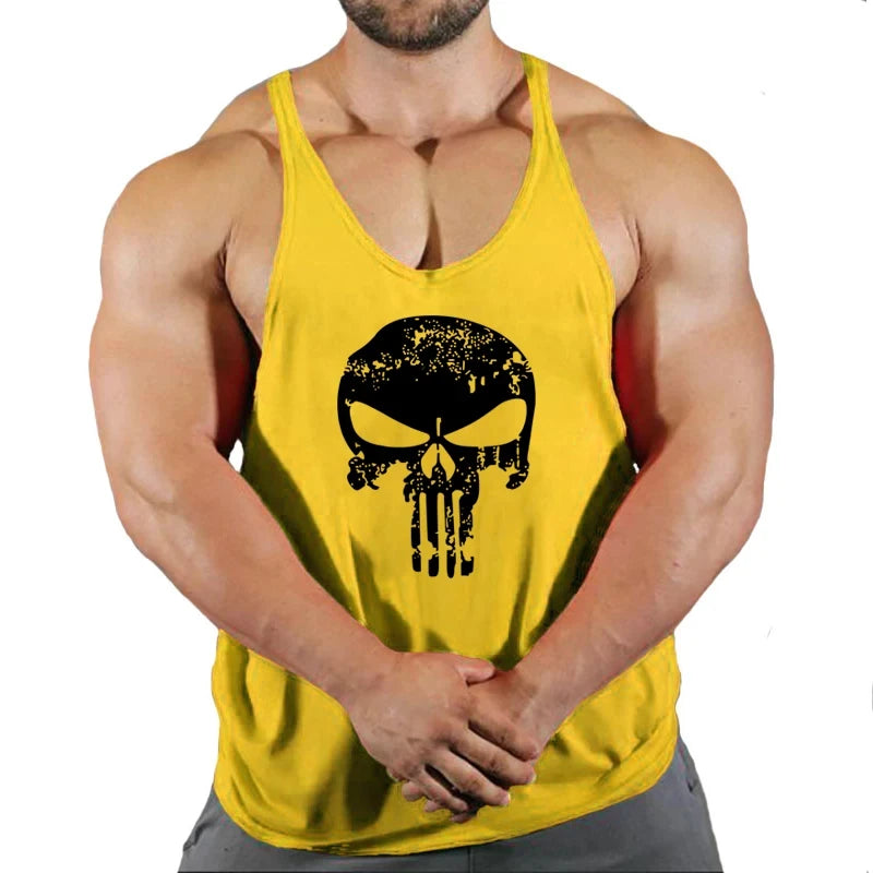 Spider Print Fitness Tank Top Fitness Shirt Muscle Men&