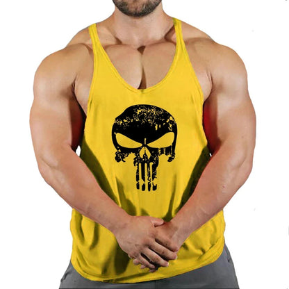 Spider Print Fitness Tank Top Fitness Shirt Muscle Men&