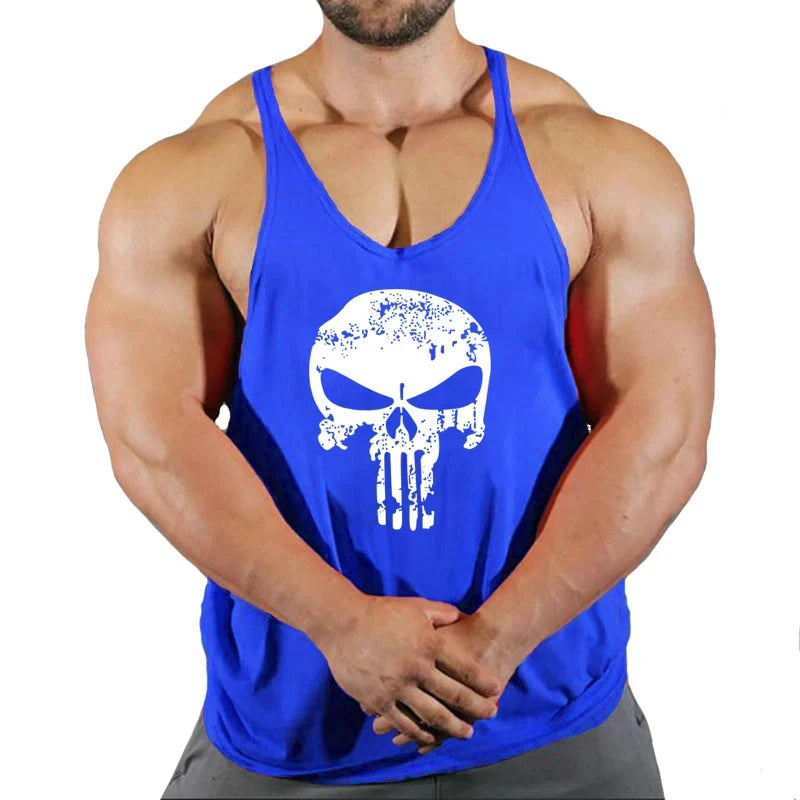 Spider Print Fitness Tank Top Fitness Shirt Muscle Men&