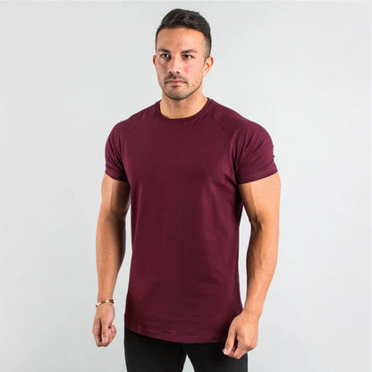 Fitness T-Shirt Men Bodybuilding Short Sleeve Sport Running T-shirt Men Sportswear Workout Shirts Male Men Gym Summer Tops Tee
