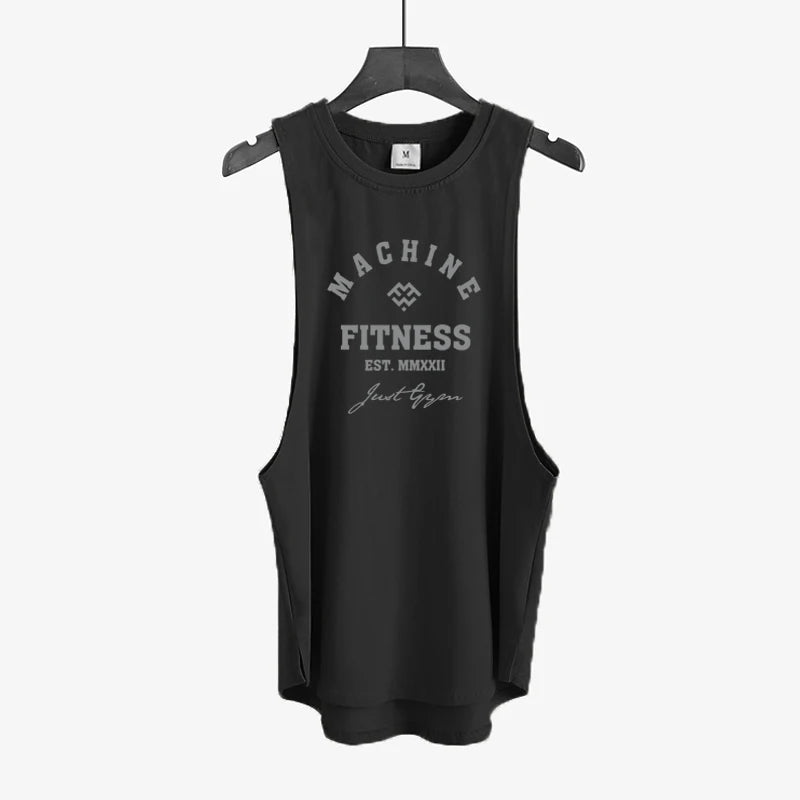 Gym Bodybuilding Workout Fitness T-Shirts Mens Casual Sport Sleeveless Singlets Summer Running Cotton Breathable Loose Tank Tops