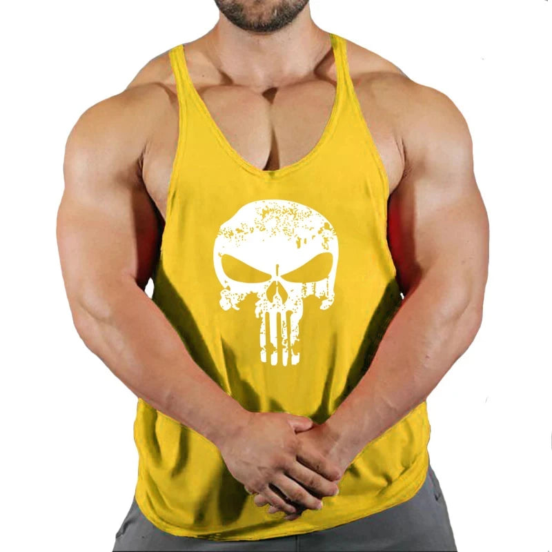 Spider Print Fitness Tank Top Fitness Shirt Muscle Men&