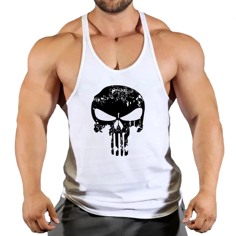 Spider Print Fitness Tank Top Fitness Shirt Muscle Men&