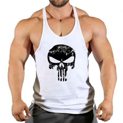 Spider Print Fitness Tank Top Fitness Shirt Muscle Men&