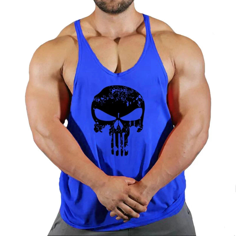 Spider Print Fitness Tank Top Fitness Shirt Muscle Men&