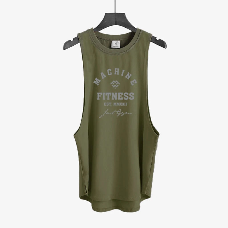 Gym Bodybuilding Workout Fitness T-Shirts Mens Casual Sport Sleeveless Singlets Summer Running Cotton Breathable Loose Tank Tops