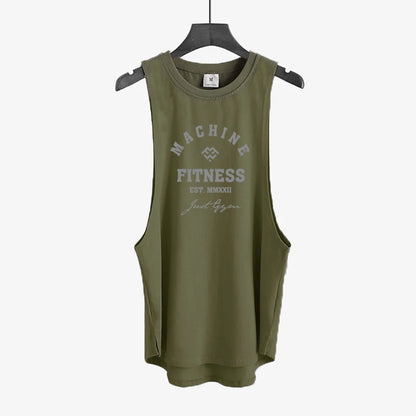 Gym Bodybuilding Workout Fitness T-Shirts Mens Casual Sport Sleeveless Singlets Summer Running Cotton Breathable Loose Tank Tops