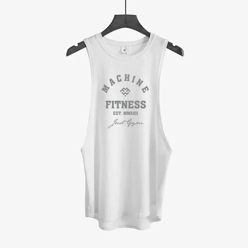 Gym Bodybuilding Workout Fitness T-Shirts Mens Casual Sport Sleeveless Singlets Summer Running Cotton Breathable Loose Tank Tops