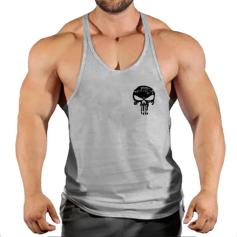 Spider Print Fitness Tank Top Fitness Shirt Muscle Men&