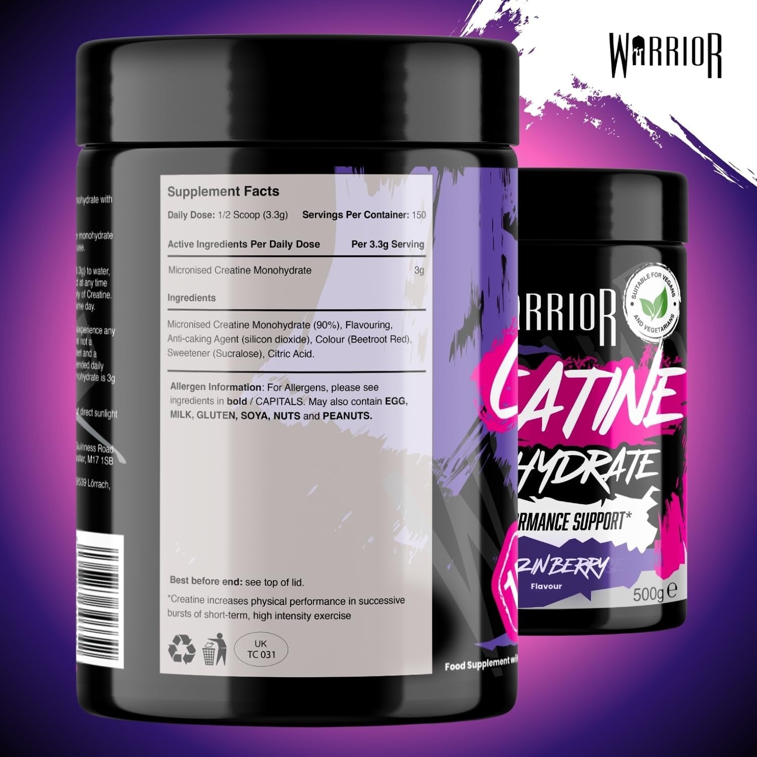 Flavoured Creatine Monohydrate Powder 500G (150 Servings) – Creatine Powder Drink, Creatine for Performance, Strength &amp; Recovery (Not Creatine Gummies or Tablets) – Blazin Berry