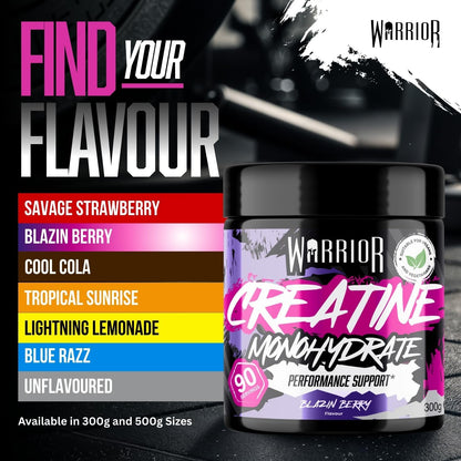 Flavoured Creatine Monohydrate Powder 300G (90 Servings) – Creatine Powder Drink, Creatine for Performance, Strength &amp; Recovery (Not Creatine Gummies or Tablets) – Blazin Berry