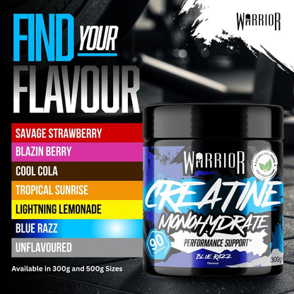 Flavoured Creatine Monohydrate Powder 300G (90 Servings) – Creatine Powder Drink, Creatine for Performance, Strength &amp; Recovery (Not Creatine Gummies or Tablets) – Blue Razz
